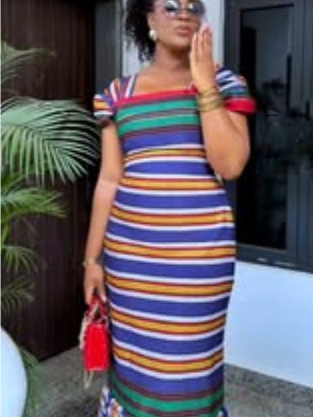 Striped Multicolor Dress - Women